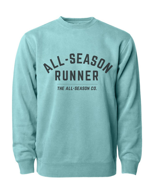 All-Season Runner: Unisex Crewneck Sweatshirt in Mint Blue Apliiq