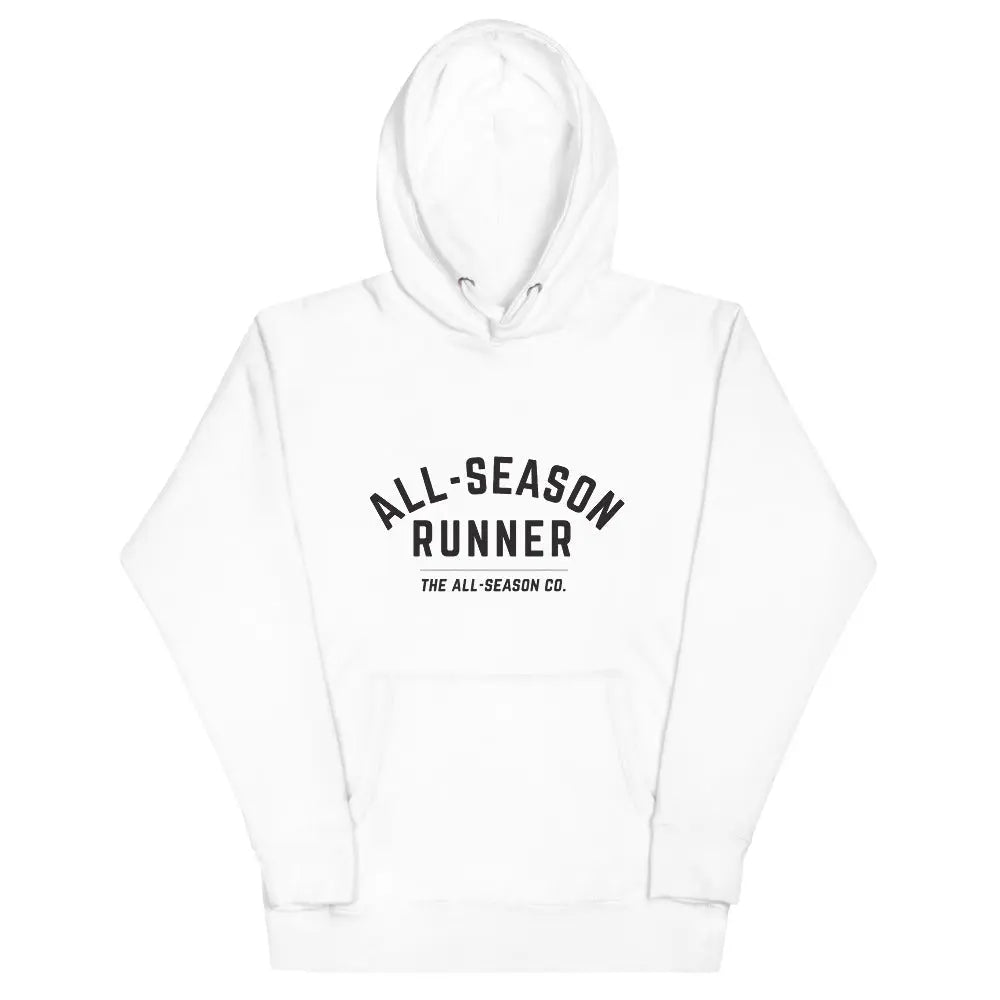 All-Season Runner: Unisex hoodie (Sport Grey or White) The All-Season Co.