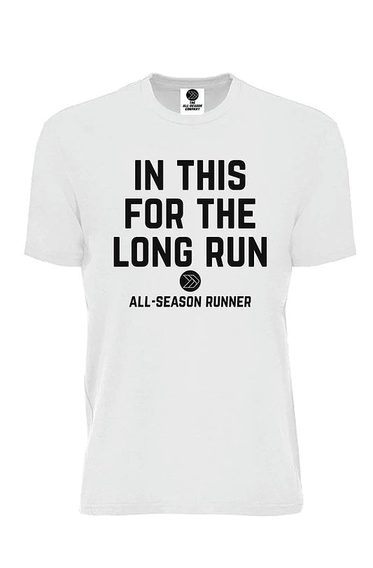 In This For The Long Run: Men's Running Shirt (White) Apliiq
