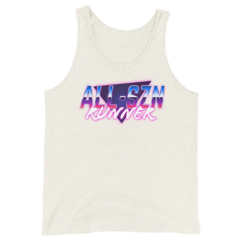 Run The 80s: Unisex Tri-blend Tank The All-Season Co.