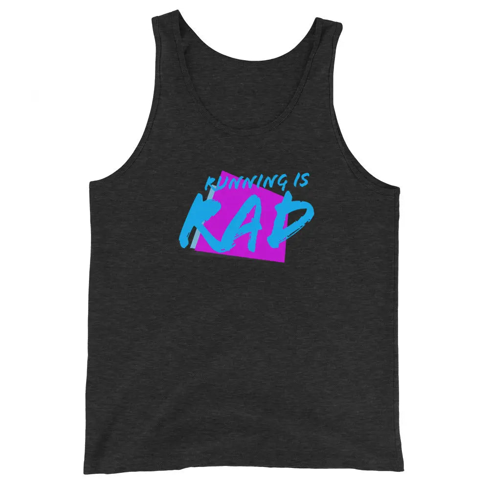 Run the 80s: 'Running is Rad' Triblend Unisex Tank Top The All-Season Co.