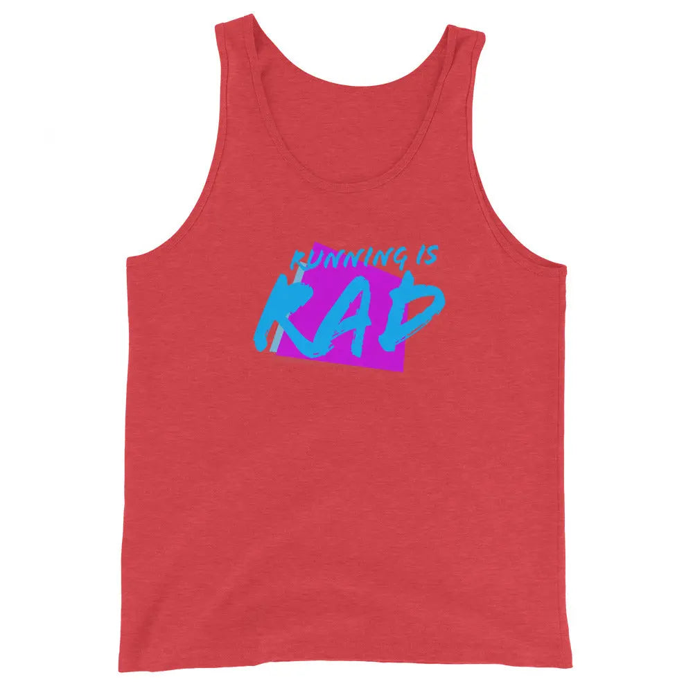 Run the 80s: 'Running is Rad' Triblend Unisex Tank Top The All-Season Co.