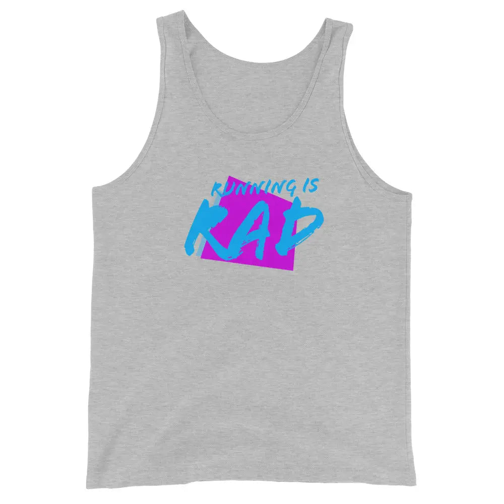 Run the 80s: 'Running is Rad' Triblend Unisex Tank Top The All-Season Co.